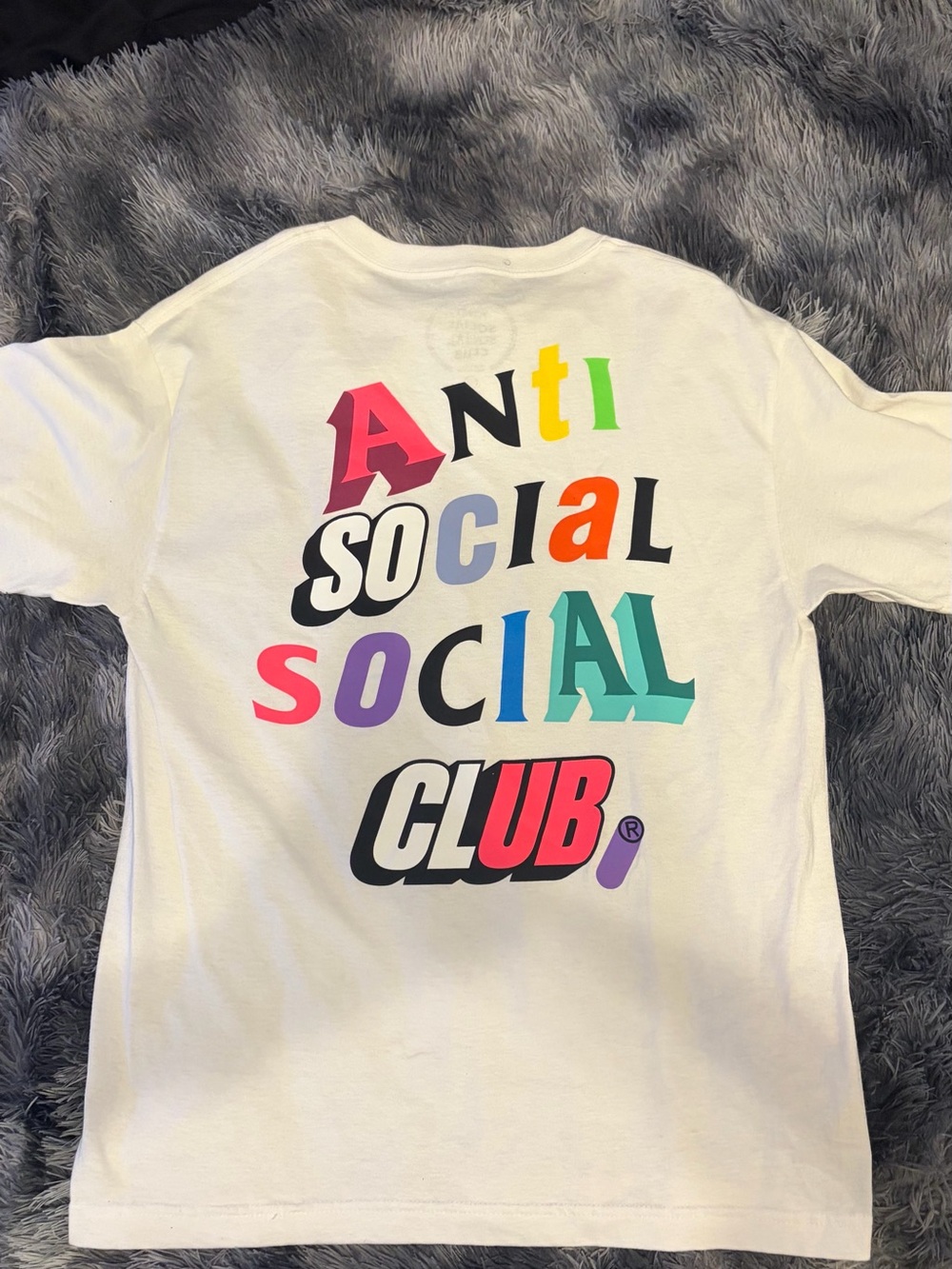 Anti Social Social Club White Tee with Multicolor Playful Logo